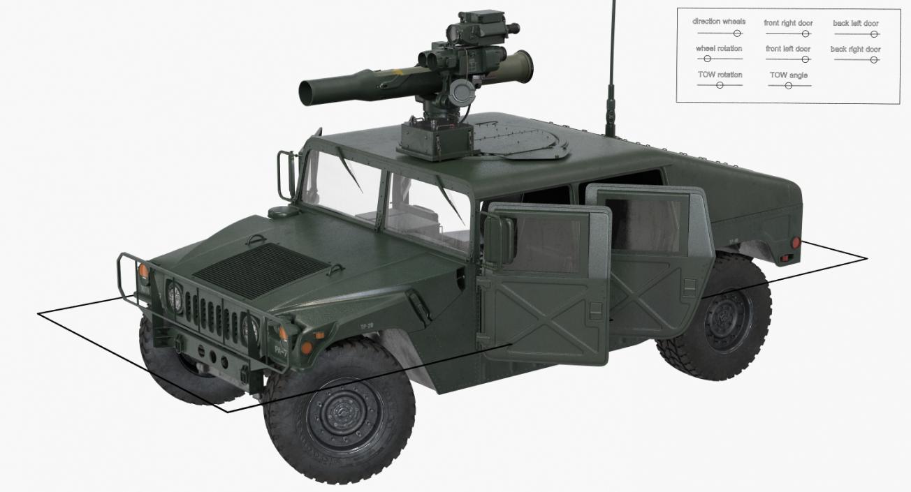 HMMWV TOW Missile Carrier M966 Rigged 3D