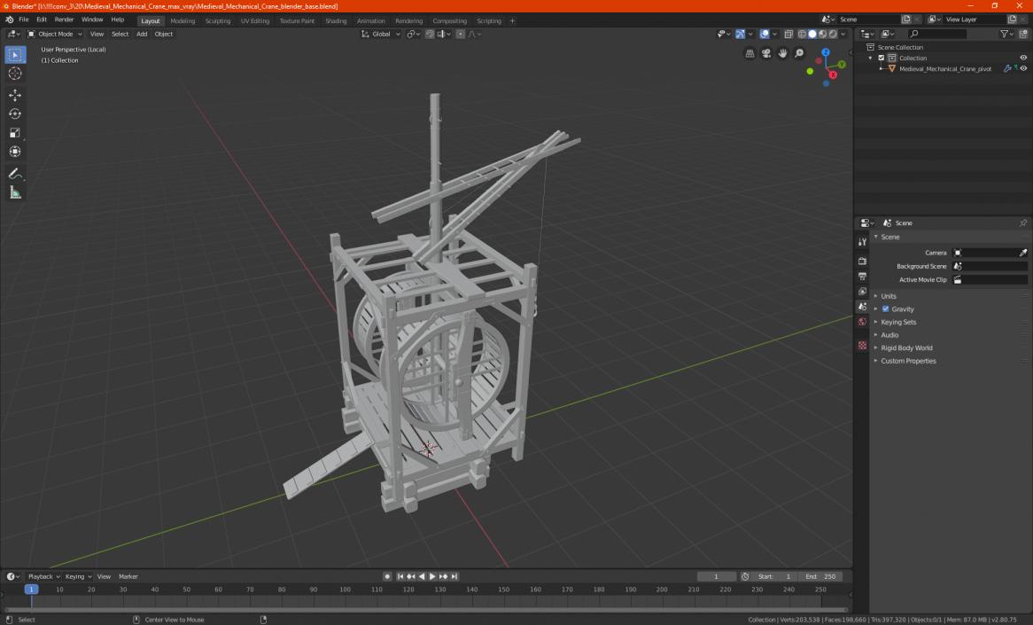 3D model Medieval Mechanical Crane