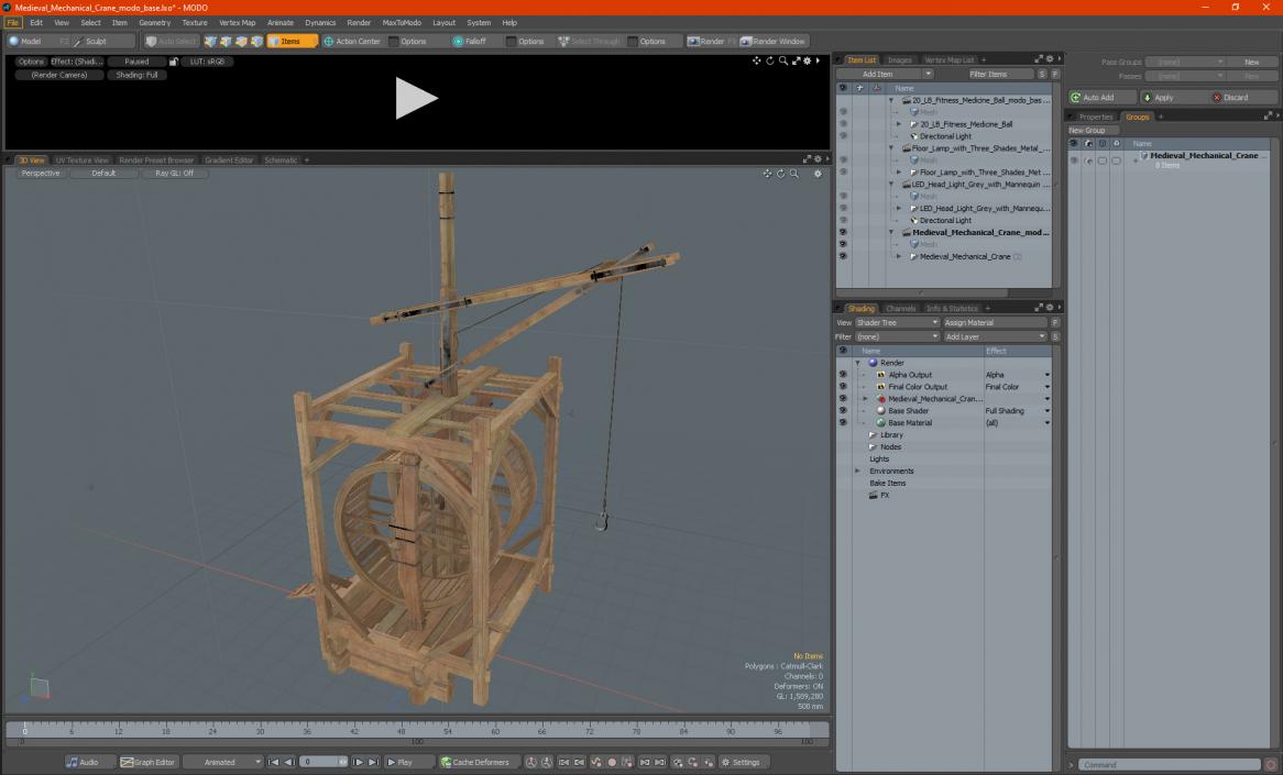 3D model Medieval Mechanical Crane