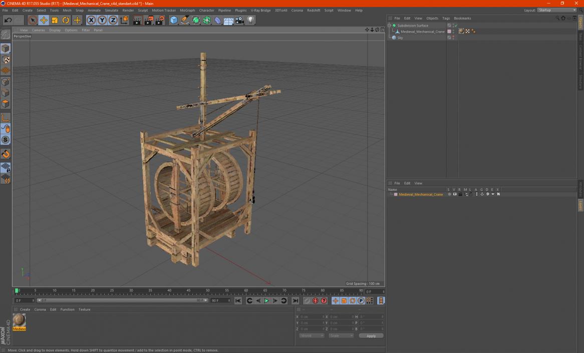 3D model Medieval Mechanical Crane