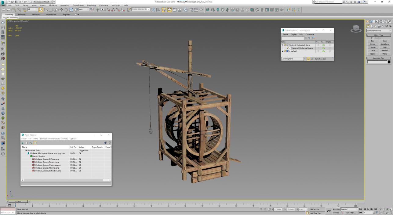 3D model Medieval Mechanical Crane