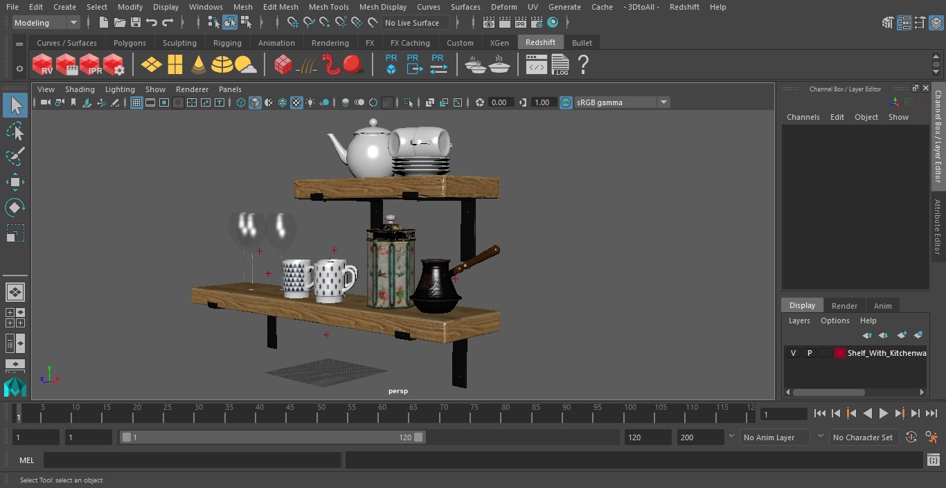 Shelf With Kitchenware 3D