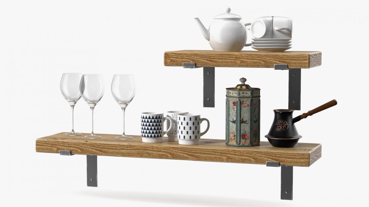 Shelf With Kitchenware 3D