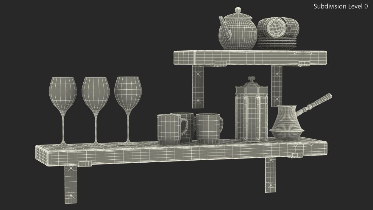 Shelf With Kitchenware 3D