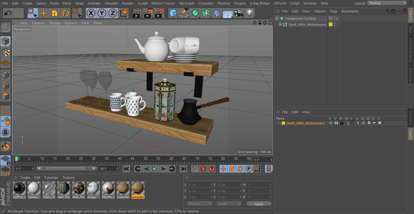 Shelf With Kitchenware 3D