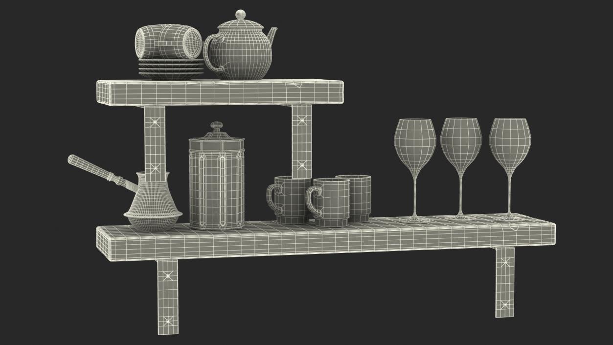 Shelf With Kitchenware 3D