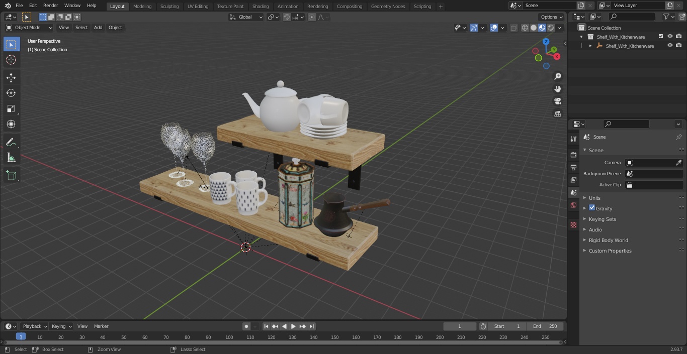 Shelf With Kitchenware 3D