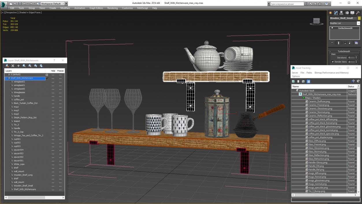 Shelf With Kitchenware 3D