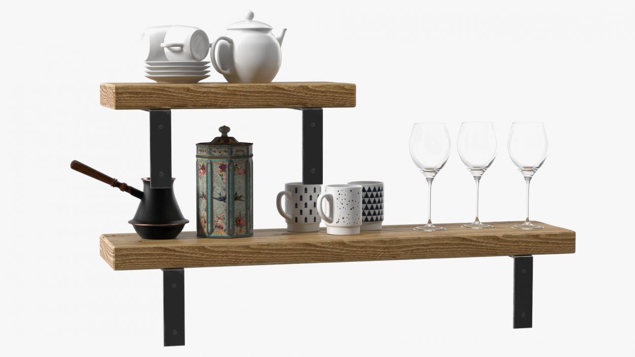 Shelf With Kitchenware 3D