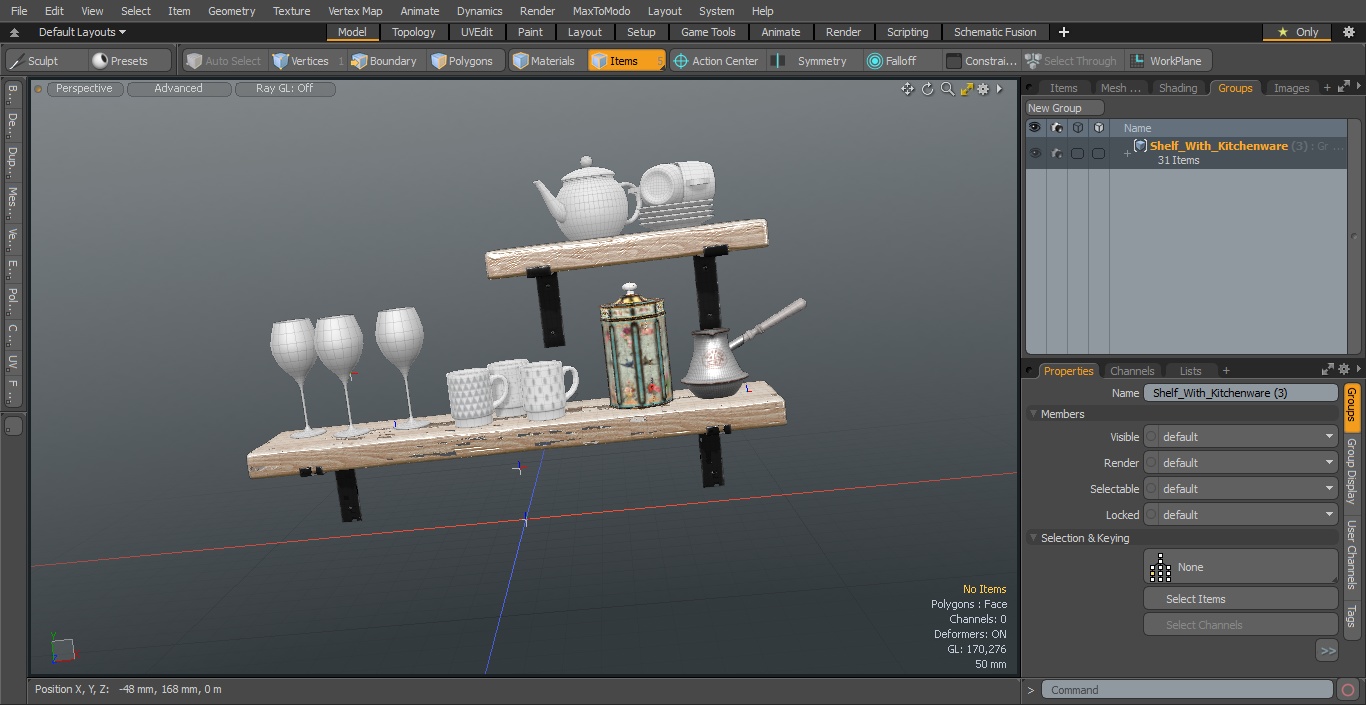 Shelf With Kitchenware 3D