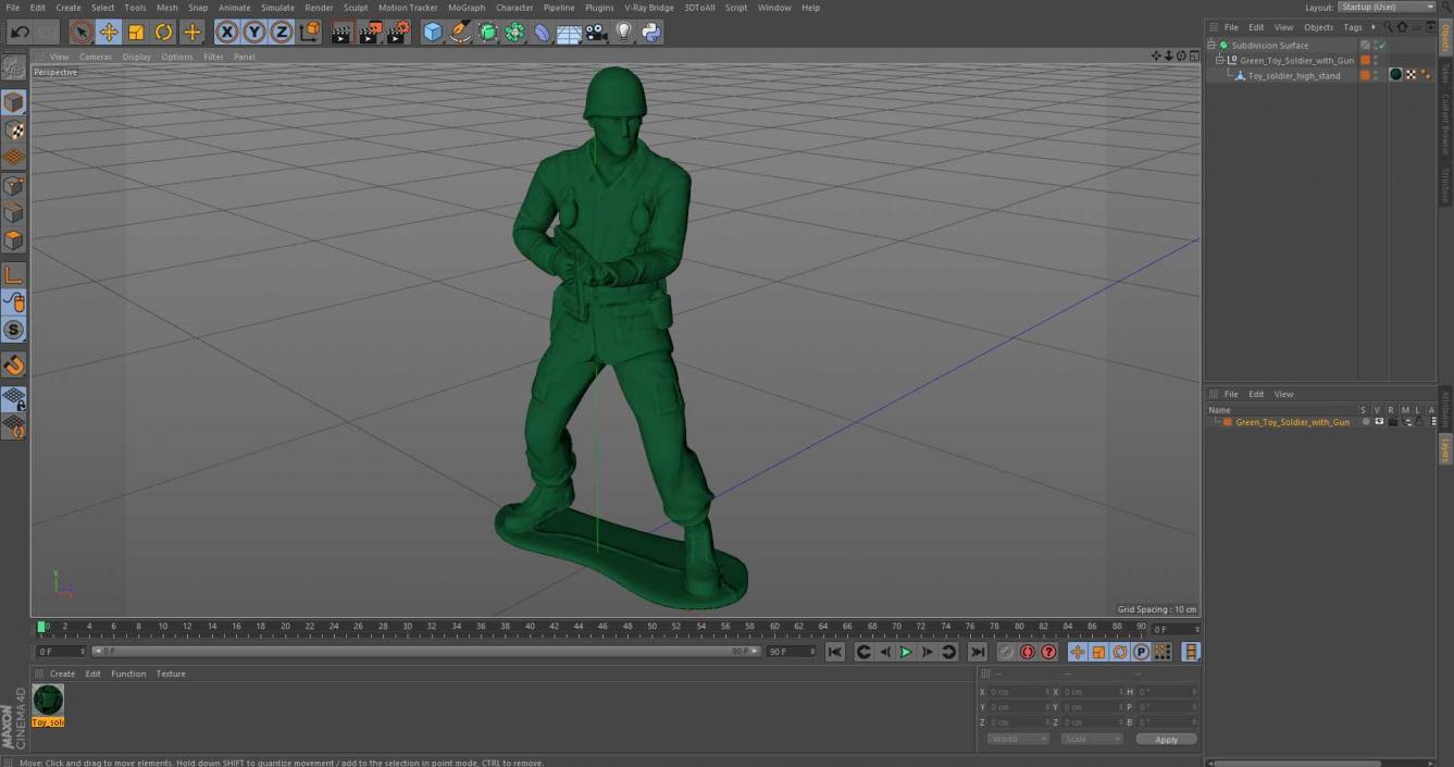 3D Green Toy Soldier with Gun