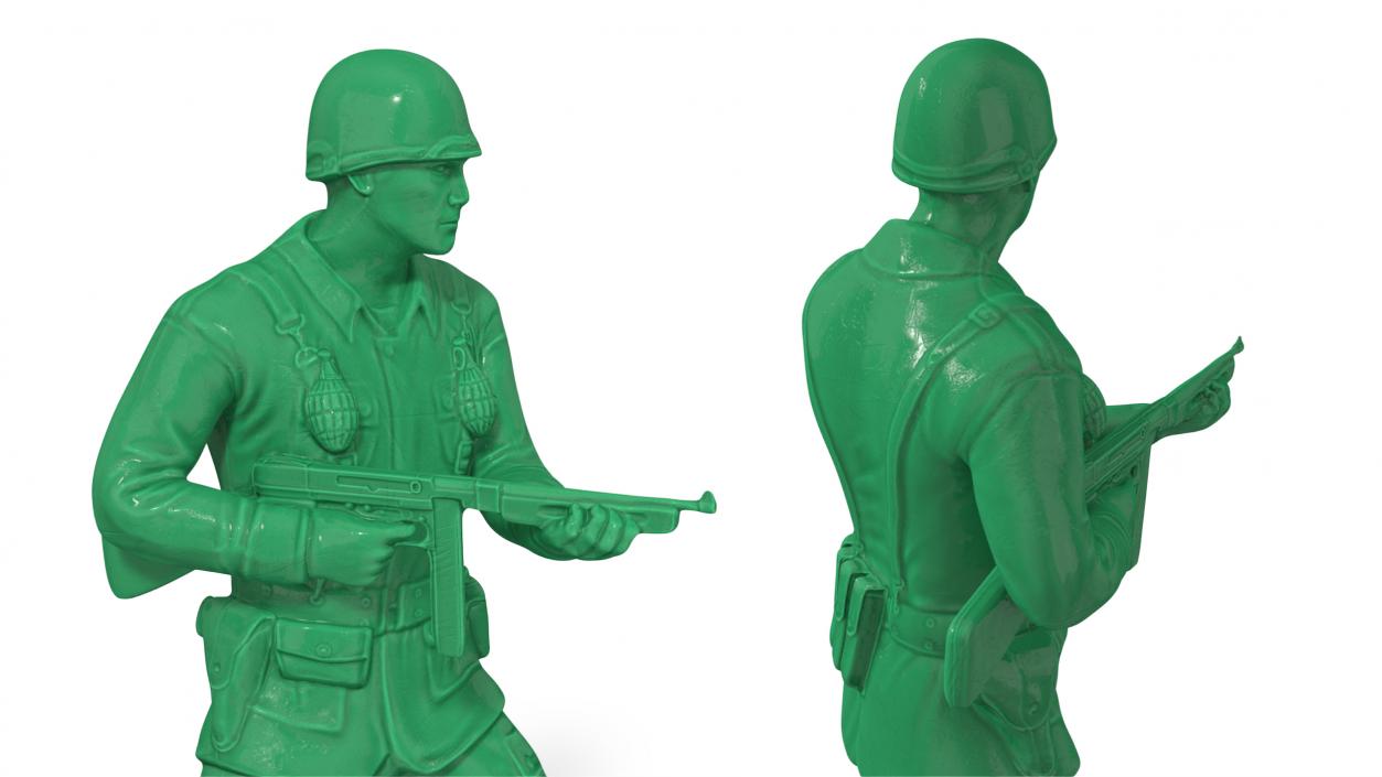 3D Green Toy Soldier with Gun