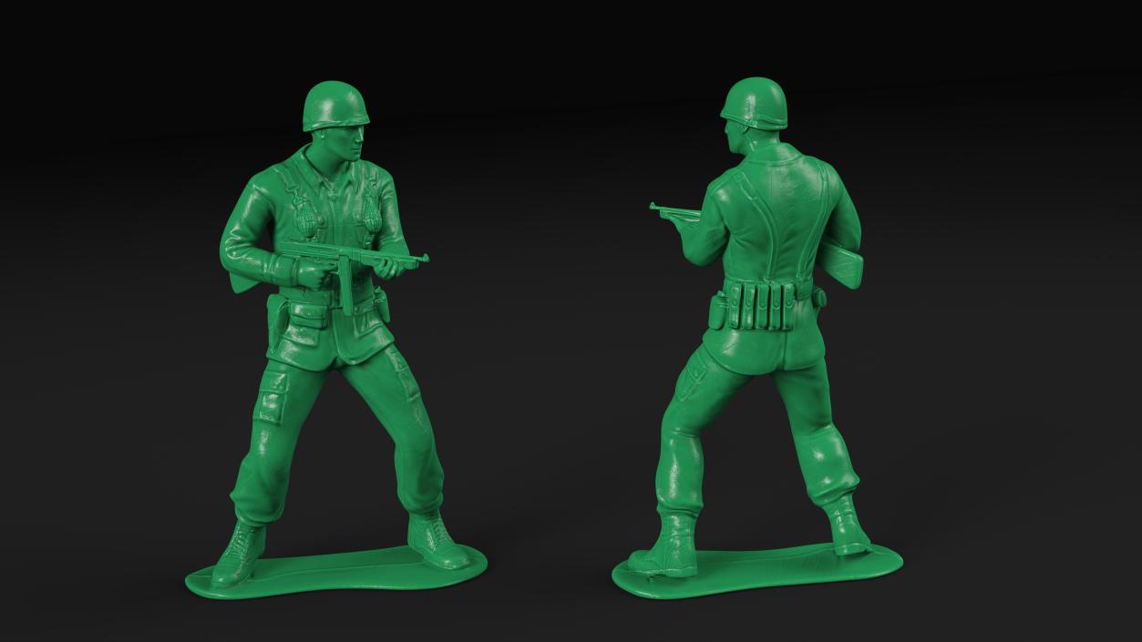 3D Green Toy Soldier with Gun