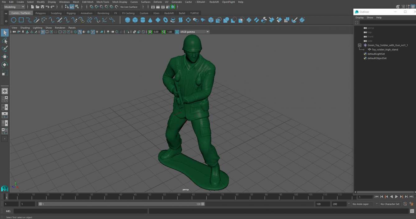 3D Green Toy Soldier with Gun