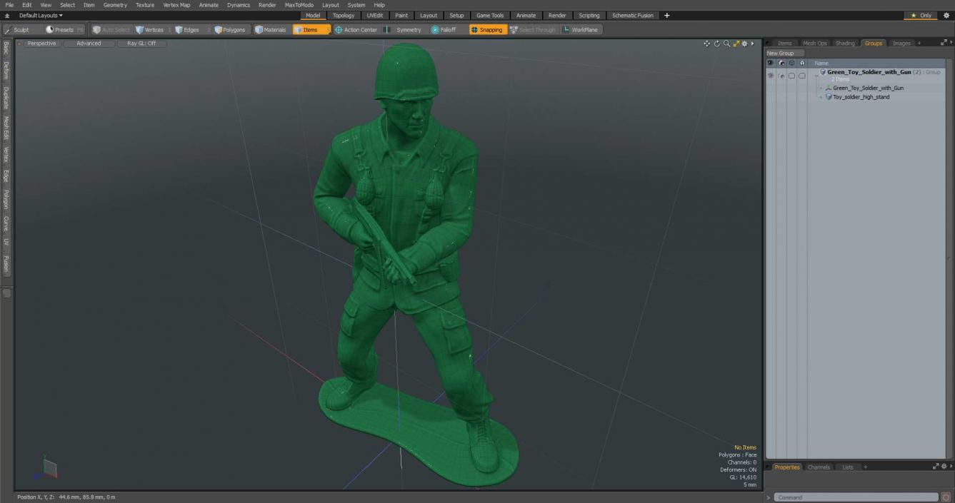 3D Green Toy Soldier with Gun