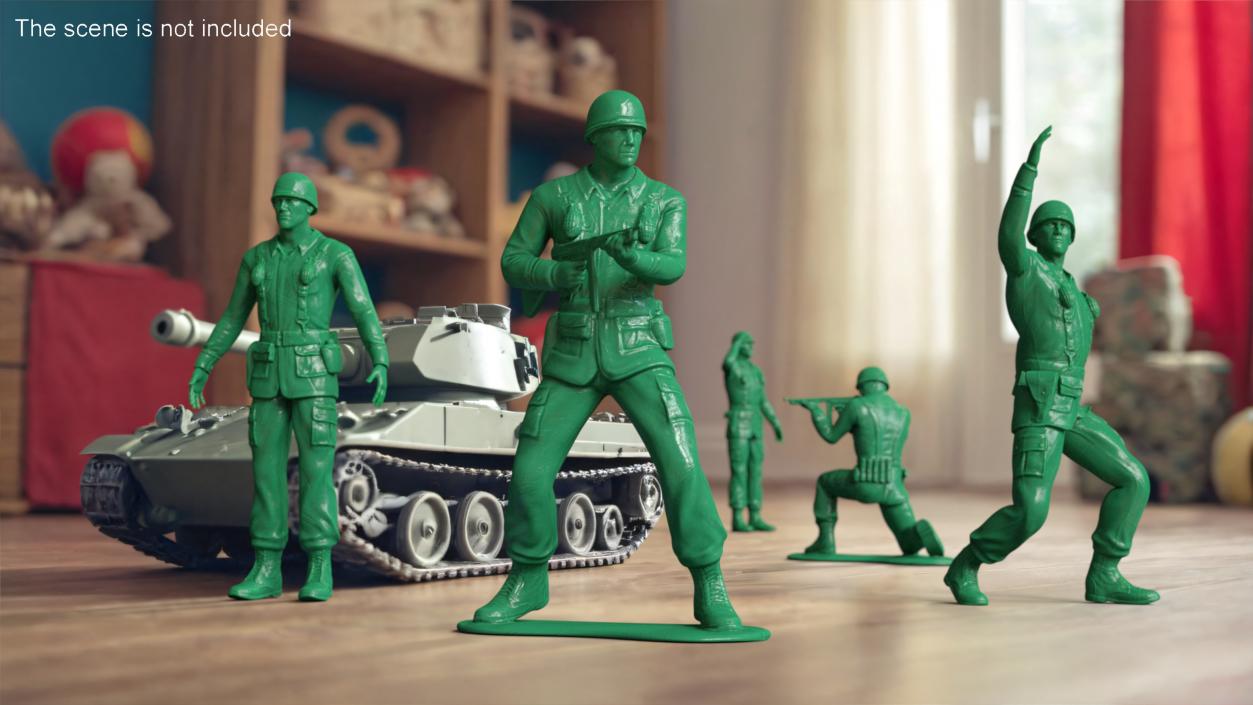 3D Green Toy Soldier with Gun