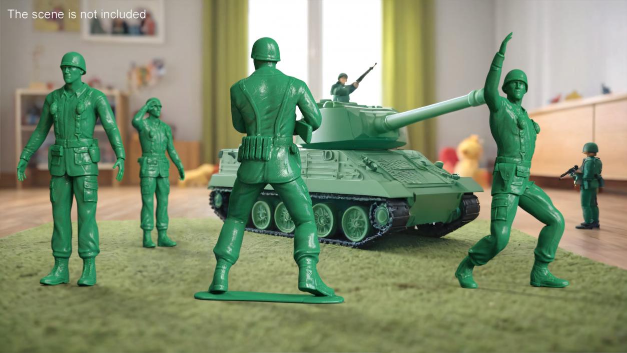 3D Green Toy Soldier with Gun