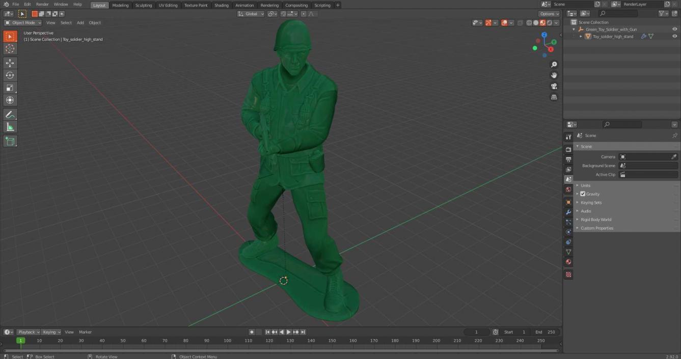 3D Green Toy Soldier with Gun