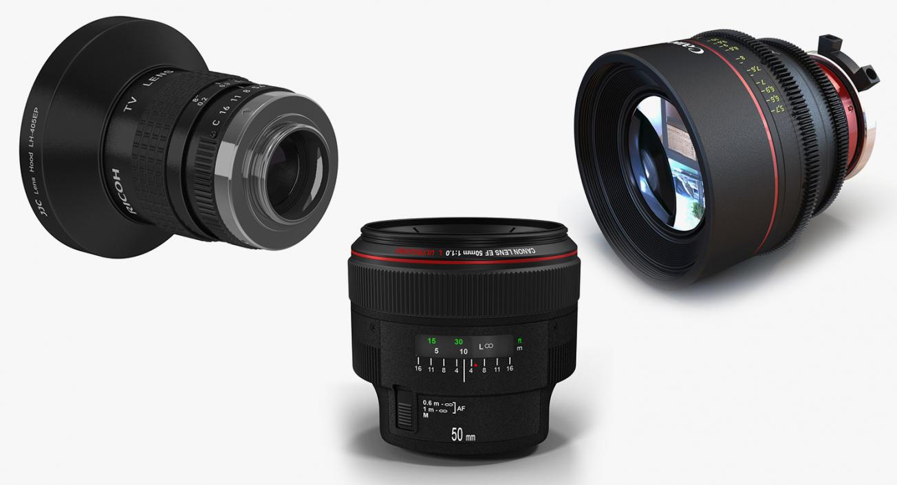 Camera Lenses Collection 3D model