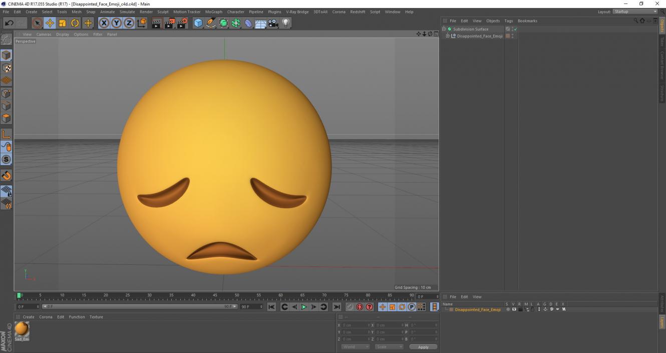 3D Disappointed Face Emoji model