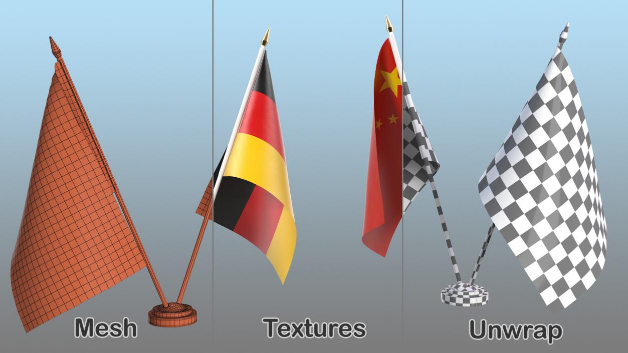 Table Flags Germany and China 3D model