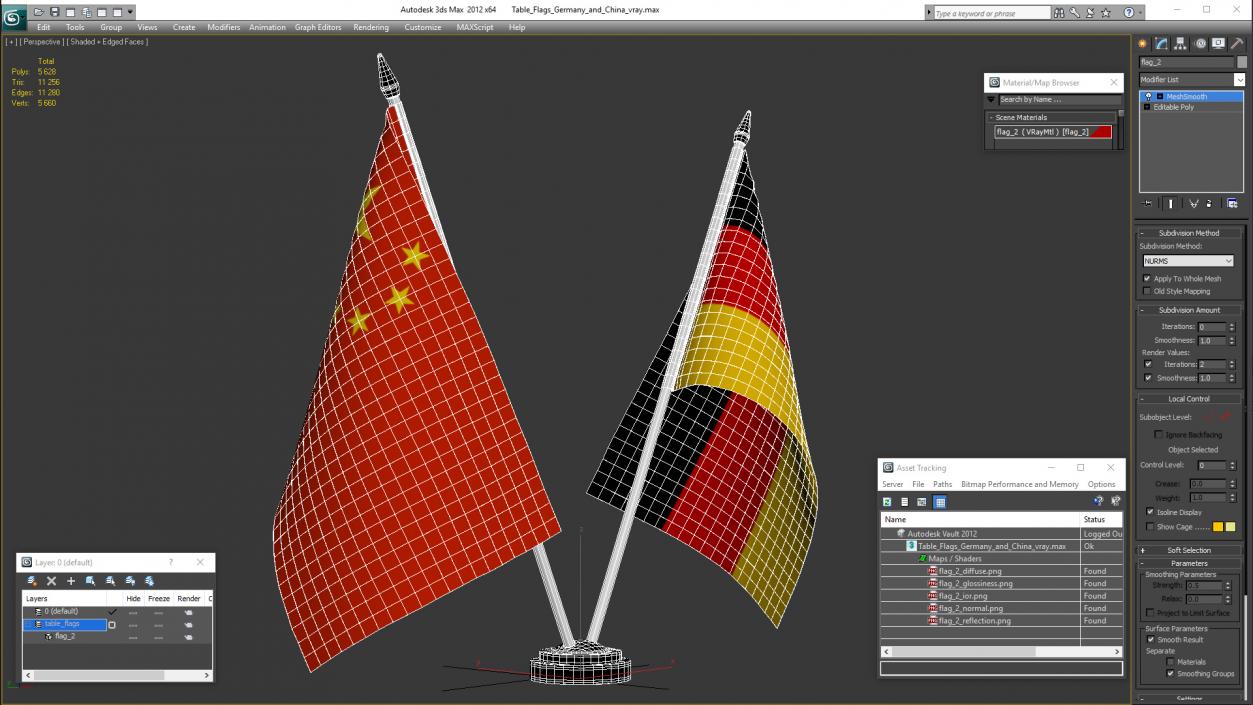 Table Flags Germany and China 3D model