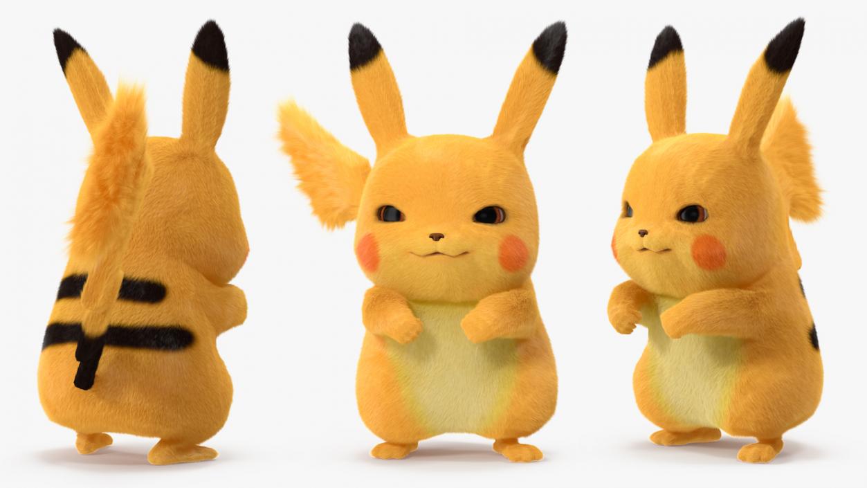 3D Anime Character Pikachu Angry Fur model