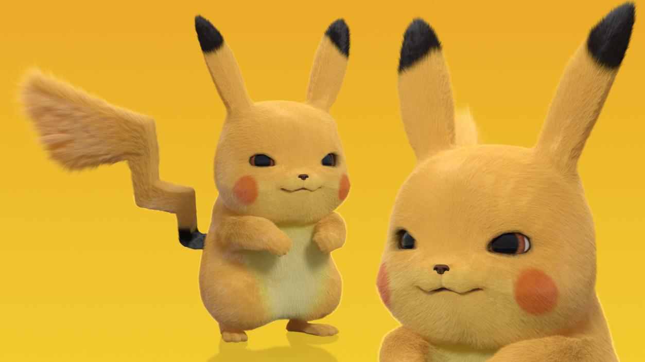 3D Anime Character Pikachu Angry Fur model