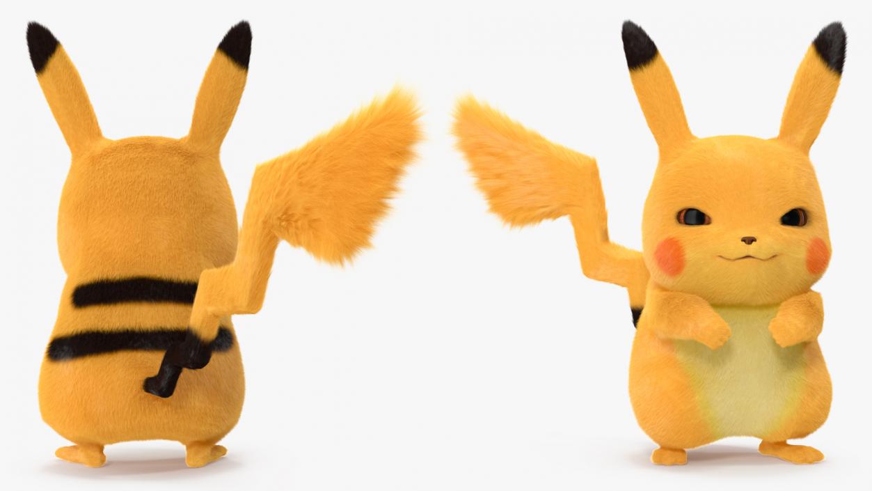 3D Anime Character Pikachu Angry Fur model