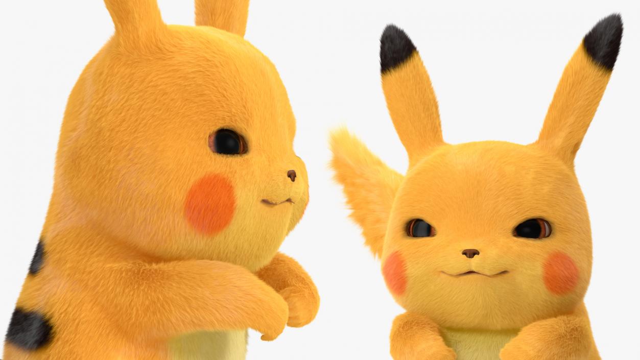 3D Anime Character Pikachu Angry Fur model