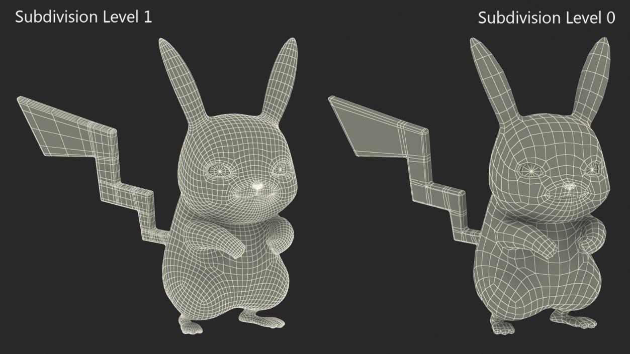 3D Anime Character Pikachu Angry Fur model