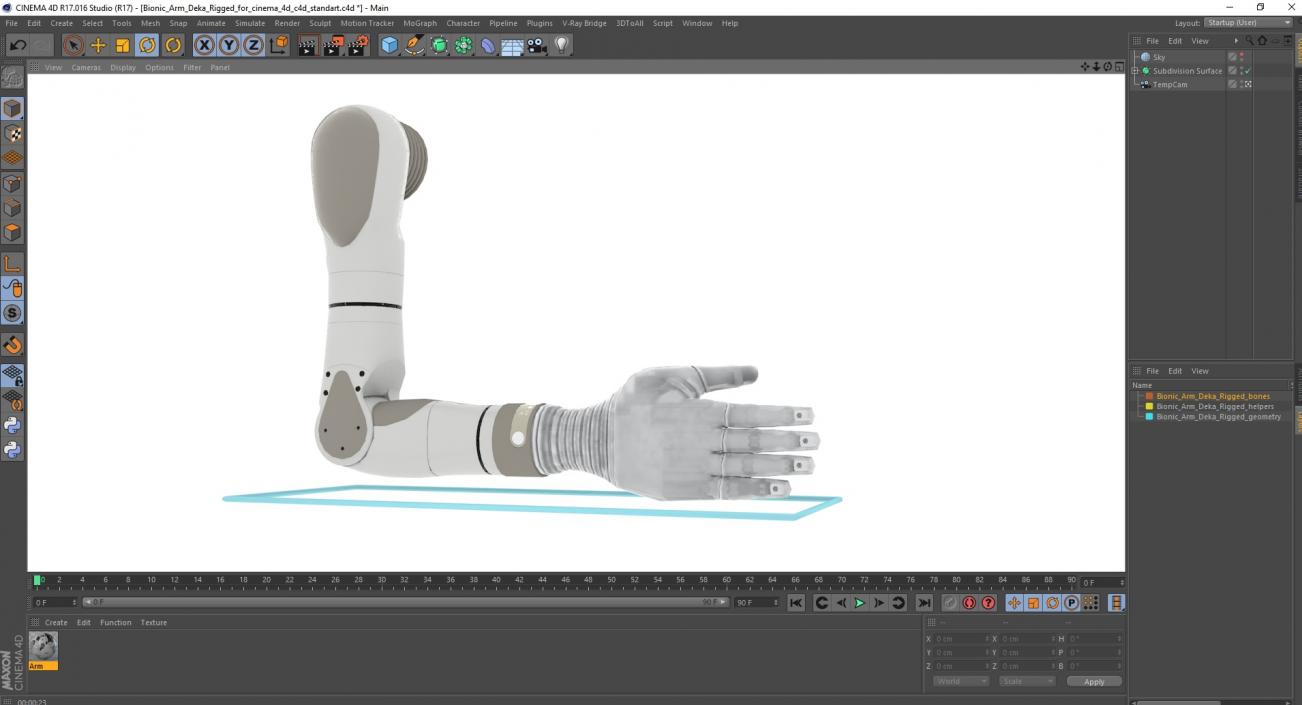 3D Bionic Arm Deka Rigged for Cinema 4D