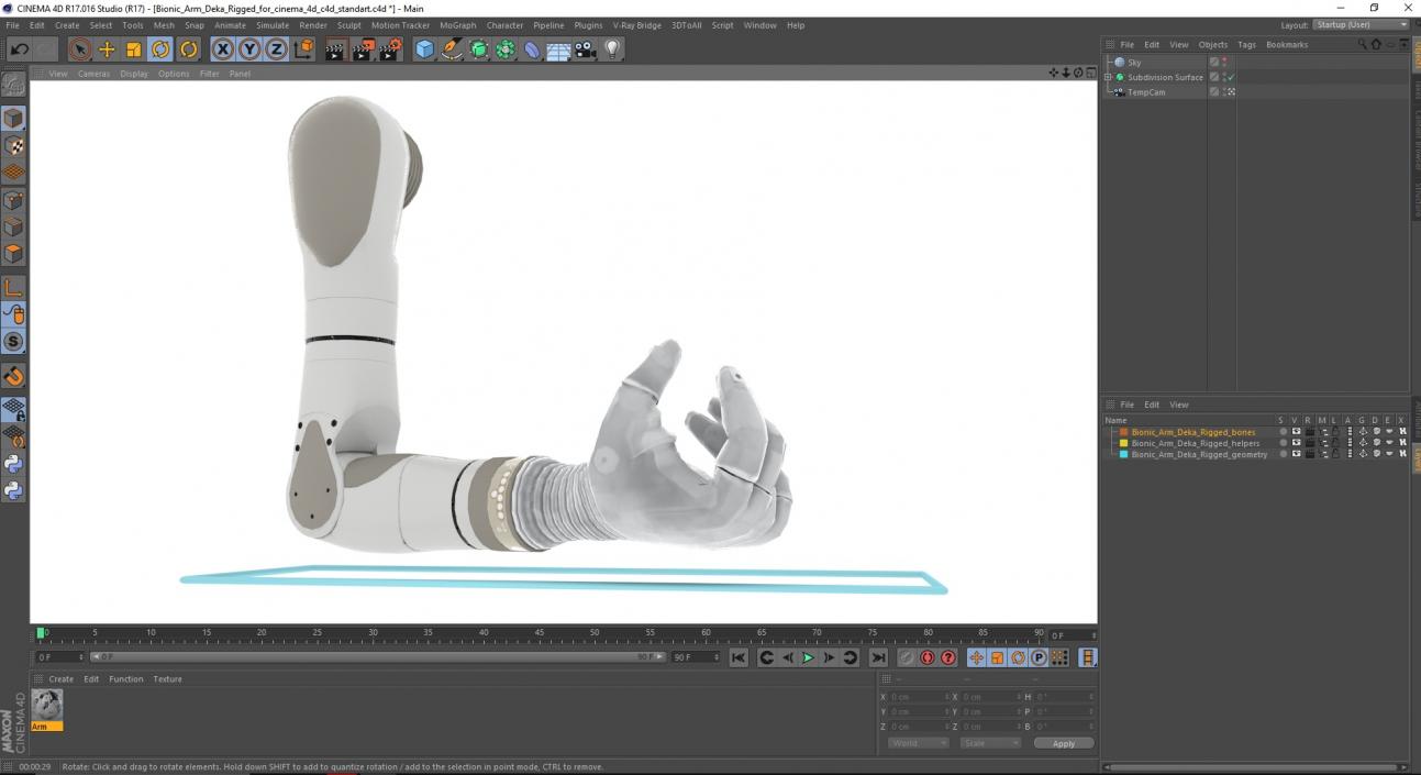 3D Bionic Arm Deka Rigged for Cinema 4D