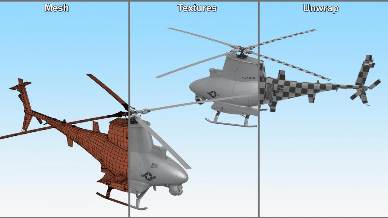 3D Northrop Grumman MQ-8 Fire Scout Rigged for Maya model