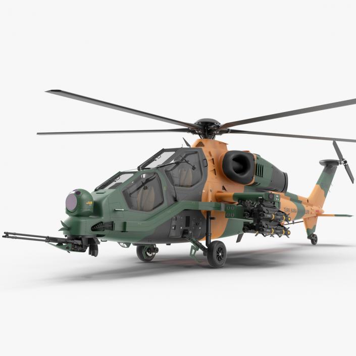 T129 ATAK Green Helicopter Rigged for Maya 3D