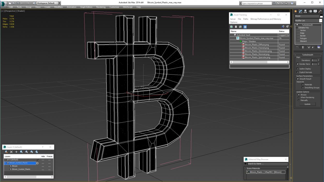 Bitcoin Symbol Plastic 3D