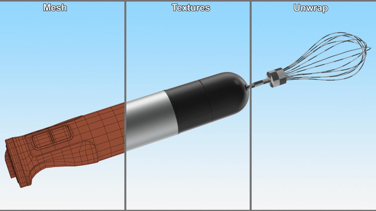 3D model Hand Blender Mueller with Egg Whisk