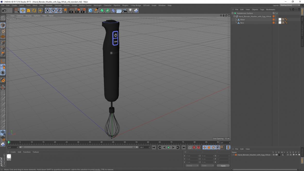 3D model Hand Blender Mueller with Egg Whisk