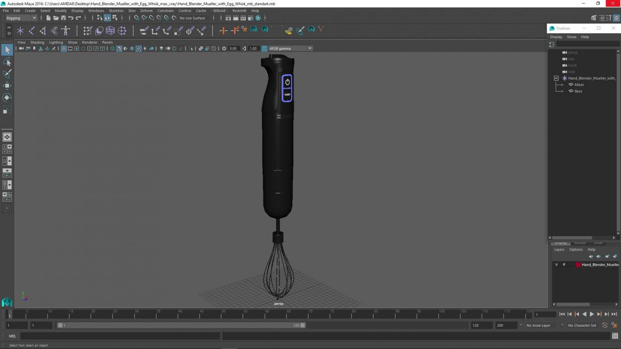 3D model Hand Blender Mueller with Egg Whisk