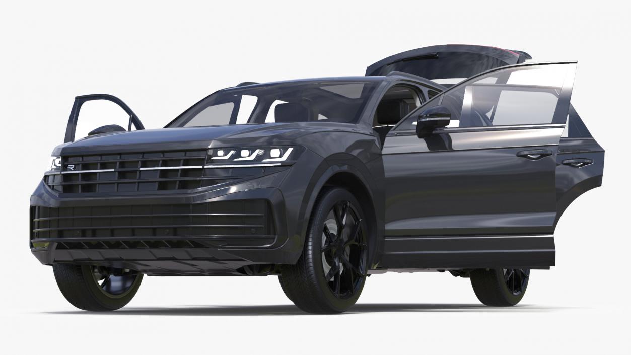 3D model Hybrid Electric SUV Black Lights On