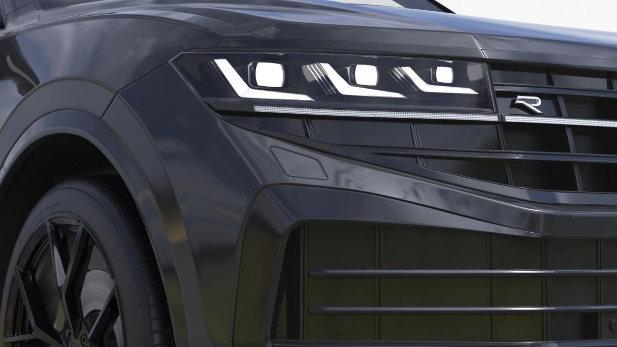 3D model Hybrid Electric SUV Black Lights On