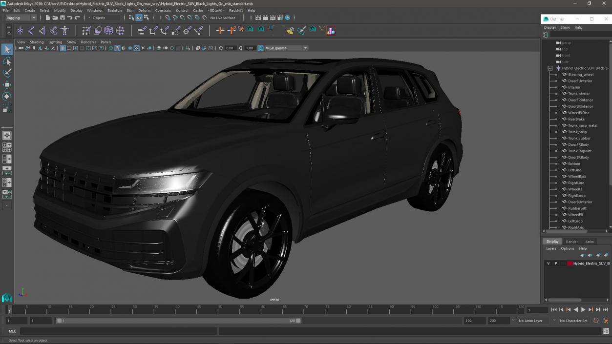 3D model Hybrid Electric SUV Black Lights On