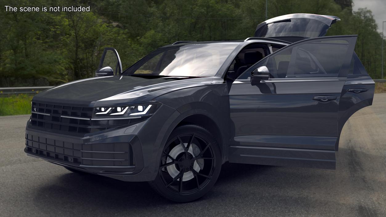 3D model Hybrid Electric SUV Black Lights On