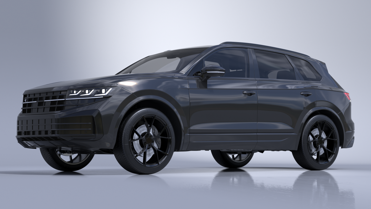 3D model Hybrid Electric SUV Black Lights On