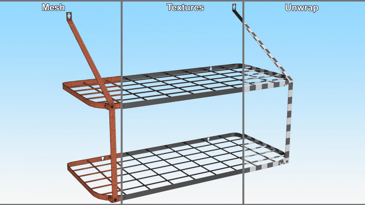 3D Kitchen Pot Rack Storage Wall Mounted Black model