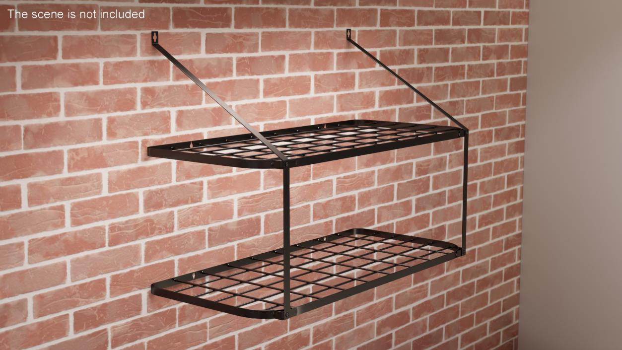 3D Kitchen Pot Rack Storage Wall Mounted Black model