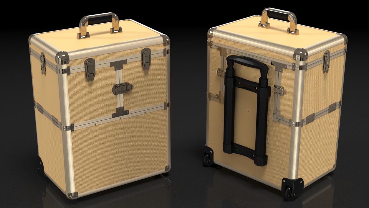 3D Golden Rolling Makeup Case Folded model