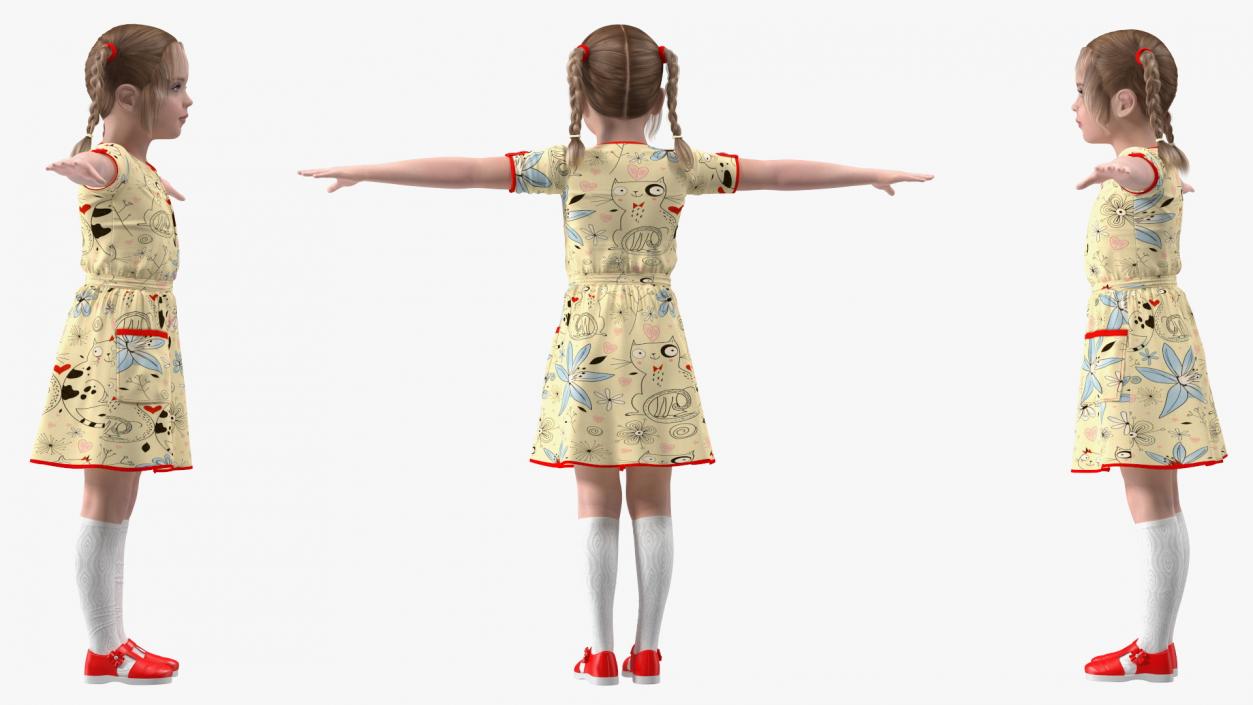 3D Realistic Child Girl Everyday Style Rigged for Cinema 4D