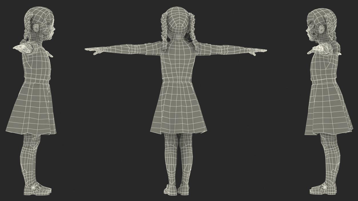 3D Realistic Child Girl Everyday Style Rigged for Cinema 4D