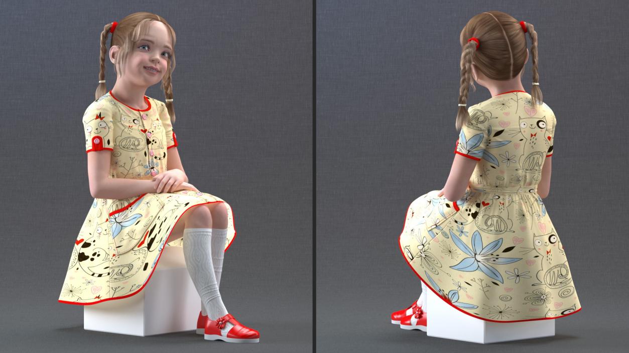 3D Realistic Child Girl Everyday Style Rigged for Cinema 4D